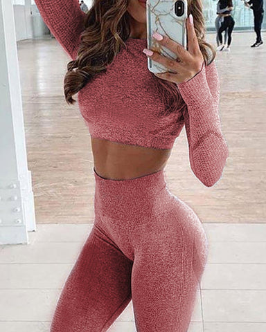 Yoga Crop Tops Yoga Shirts Gym Workout Tops Long Sleeve Fitness Running Sport T-Shirts Athletic Training Wear Women Sportswear-1